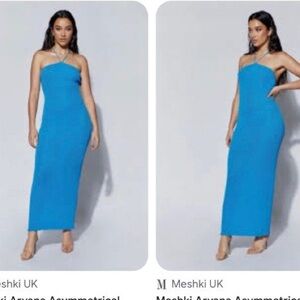 Meshki Aryana Asymetrical Straight Midaxi Halter Knit Dress Sz XL NWT